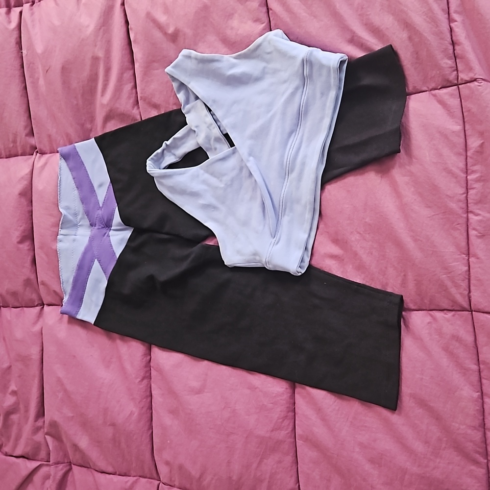 Vintage Margarita Lavender, Purple, & Black Capri Pants & Wrap Bra Top M